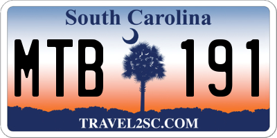 SC license plate MTB191