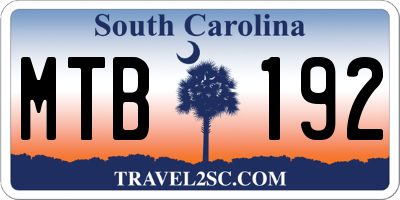 SC license plate MTB192