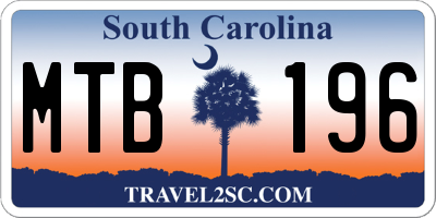 SC license plate MTB196