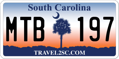 SC license plate MTB197