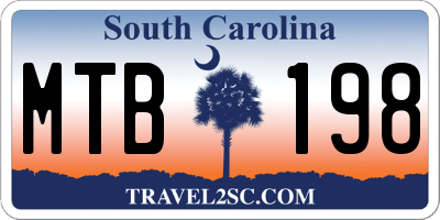 SC license plate MTB198