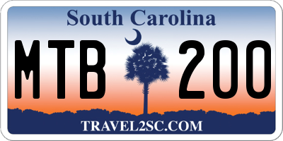 SC license plate MTB200