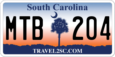 SC license plate MTB204
