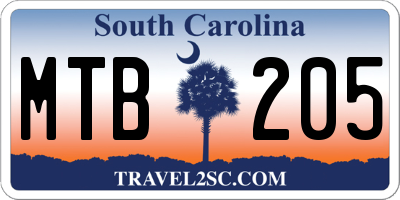 SC license plate MTB205