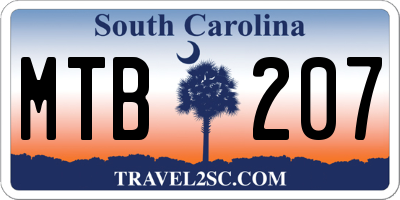 SC license plate MTB207