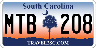 SC license plate MTB208