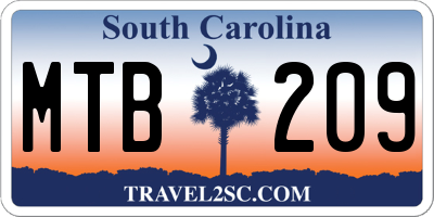 SC license plate MTB209