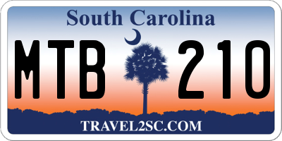 SC license plate MTB210