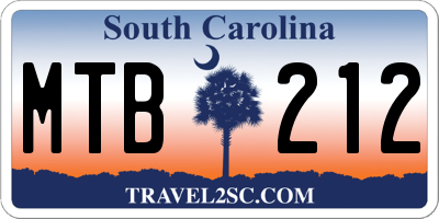 SC license plate MTB212
