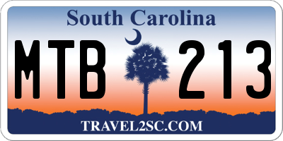 SC license plate MTB213