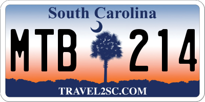 SC license plate MTB214