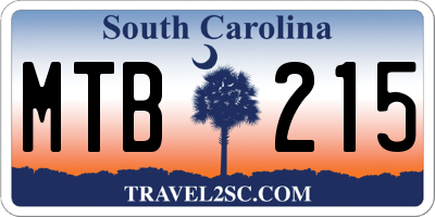 SC license plate MTB215