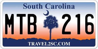 SC license plate MTB216