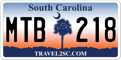 SC license plate MTB218