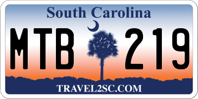 SC license plate MTB219