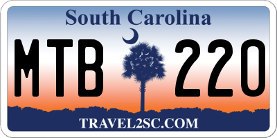 SC license plate MTB220