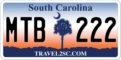 SC license plate MTB222