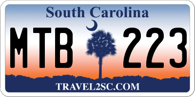 SC license plate MTB223