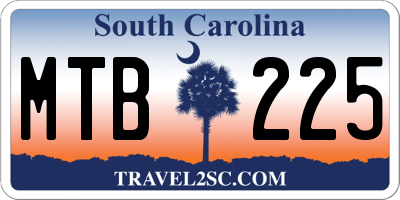 SC license plate MTB225