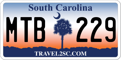 SC license plate MTB229
