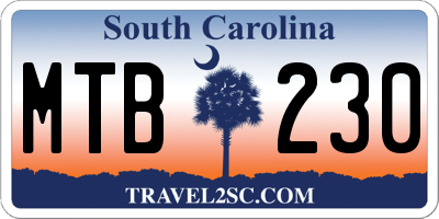 SC license plate MTB230