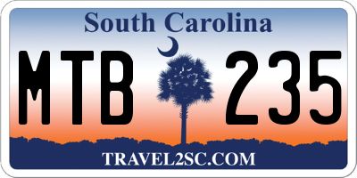 SC license plate MTB235