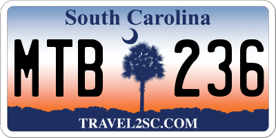 SC license plate MTB236