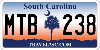 SC license plate MTB238