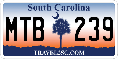 SC license plate MTB239