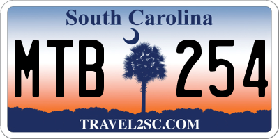 SC license plate MTB254