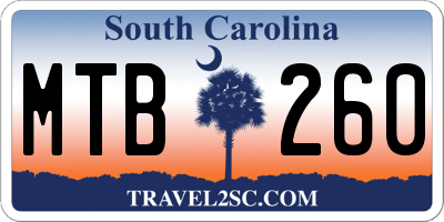 SC license plate MTB260