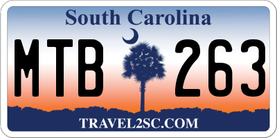 SC license plate MTB263