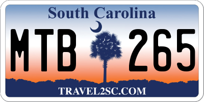 SC license plate MTB265