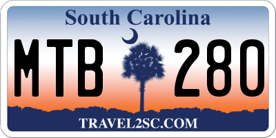 SC license plate MTB280