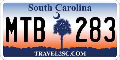 SC license plate MTB283