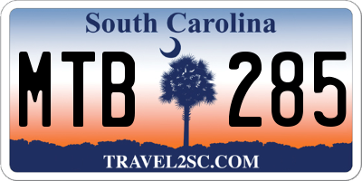 SC license plate MTB285