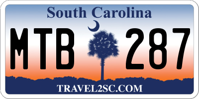 SC license plate MTB287