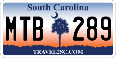 SC license plate MTB289
