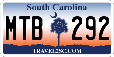 SC license plate MTB292
