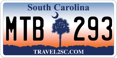 SC license plate MTB293