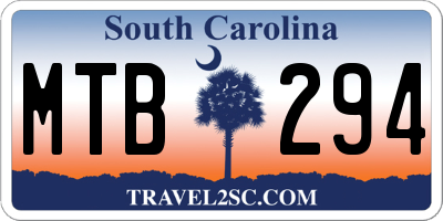 SC license plate MTB294