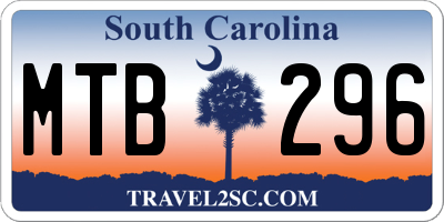 SC license plate MTB296