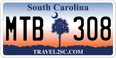 SC license plate MTB308
