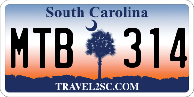 SC license plate MTB314