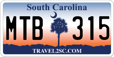 SC license plate MTB315