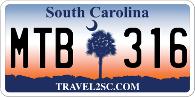 SC license plate MTB316