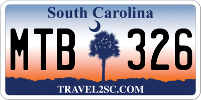 SC license plate MTB326