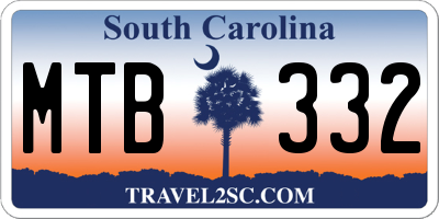 SC license plate MTB332
