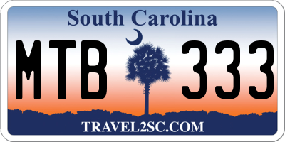 SC license plate MTB333