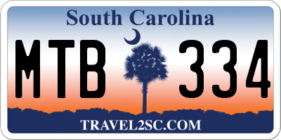 SC license plate MTB334